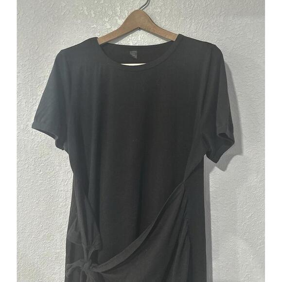 Shein Curve Women's Black Fitted Dress Tie Front Wrap Size 1XL Plus - Picture 2 of 9